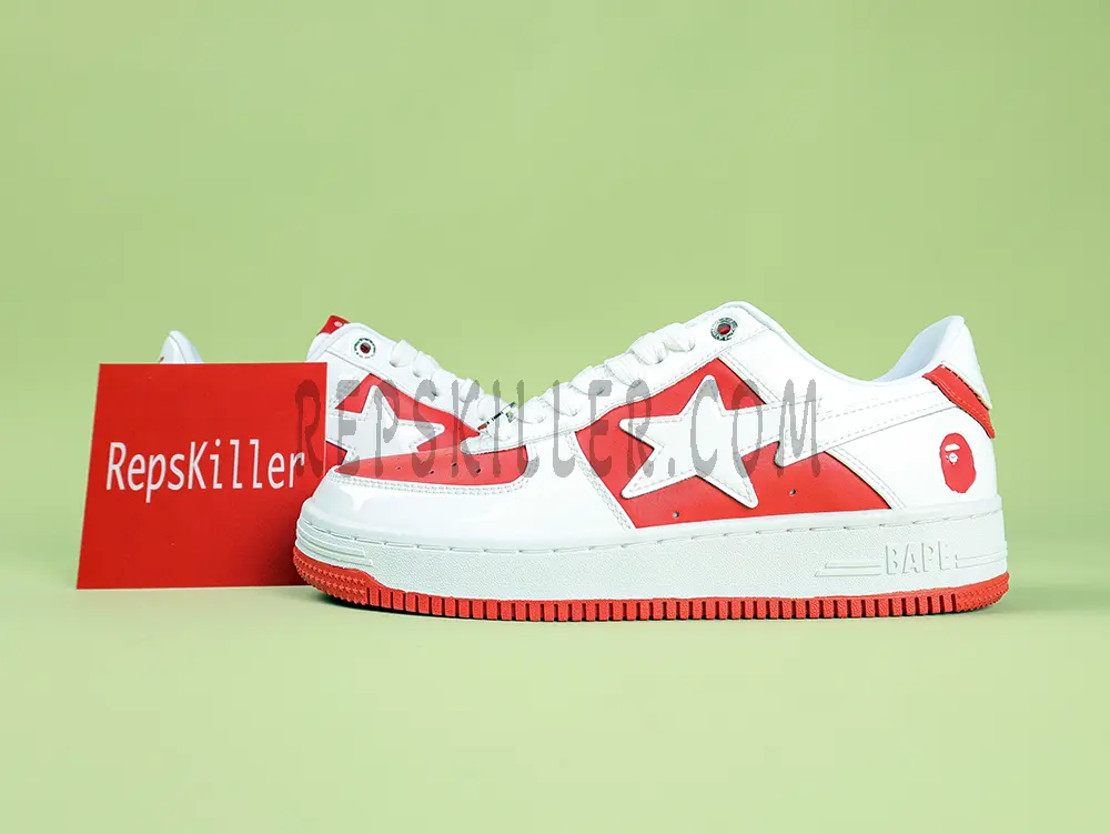 A Bathing Ape Bapesta 6 Patent Leather Pack Red Low Sneakers