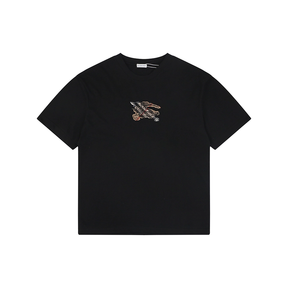 Bbry Check Equestrian Knight Embroidered Washed Cotton T Shirt
