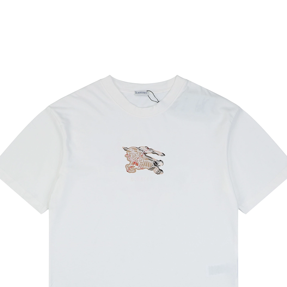 Bbry Check Equestrian Knight Embroidered Washed Cotton T Shirt